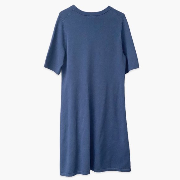 Banana Republic, Dark Blue Midi Dress, with Waist Scrunch Accent, Size L - Picture 2 of 5